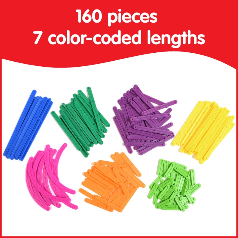 edxeducation - 21359 Junior GeoStix - Mini Jar Set of 160 - Geometric Construction Sticks - Build 2D Shapes and Pictures - Math Manipulative for Kids - Ages 3+ - Image 3