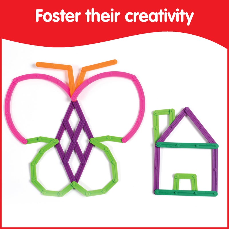 edxeducation - 21359 Junior GeoStix - Mini Jar Set of 160 - Geometric Construction Sticks - Build 2D Shapes and Pictures - Math Manipulative for Kids - Ages 3+ - Image 5