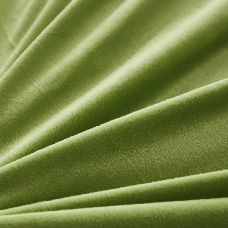 Uhamho Faux Fur Velvet Fluffy Bedding Duvet Cover Set Down Comforter Quilt Cover with Pillow Shams, Ultra Soft Warm (Apple Green, King) - Image 5