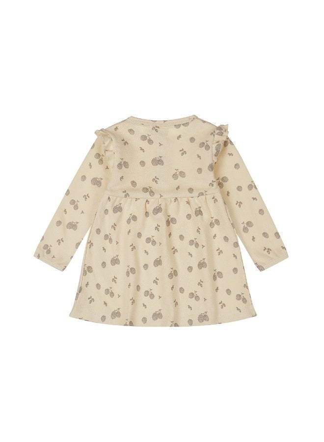 Dirkje girls' dress, off-white pine cones, 100% cotton - Image 2