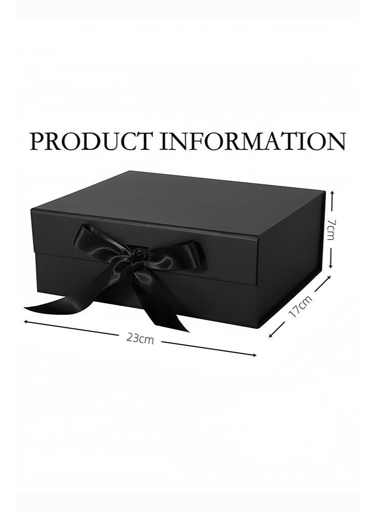 Gift Box with Lid for Presents, Gift Boxes with Ribbon and Magnetic Closure, Suitable for Festival, Birthday, Anniversary (Black 23x17x7cm) - Image 2