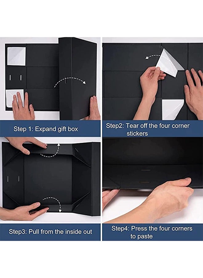 Gift Box with Lid for Presents, Gift Boxes with Ribbon and Magnetic Closure, Suitable for Festival, Birthday, Anniversary (Black 23x17x7cm) - Image 4