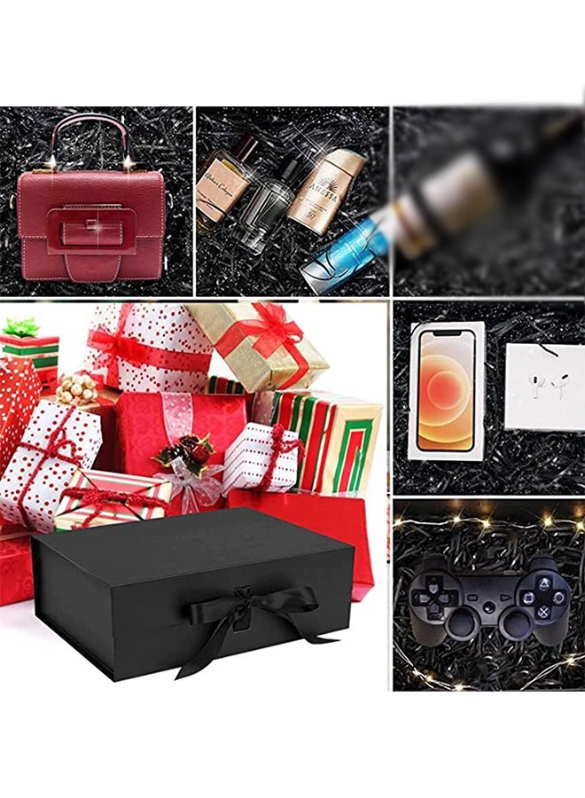 Gift Box with Lid for Presents, Gift Boxes with Ribbon and Magnetic Closure, Suitable for Festival, Birthday, Anniversary (Black 23x17x7cm) - Image 3