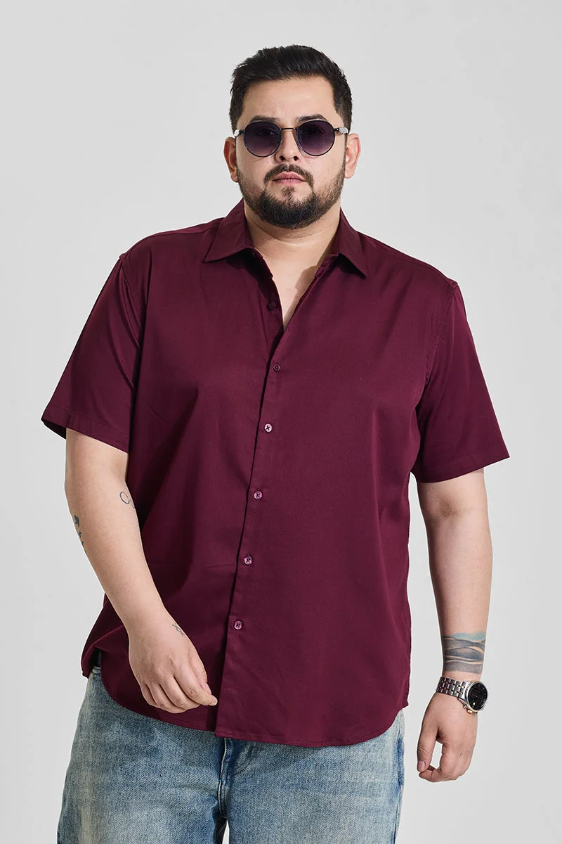 SNITCH Maroon Regular Fit Plus Size Shirt
