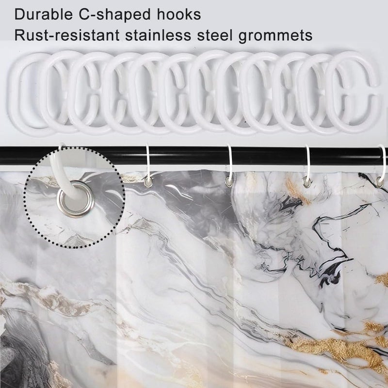 Ruelvth Grey Shower Curtain  Modern Grey and White Marble Shower Curtain for Bathroom Aesthetic Waterproof Fabric Shower Curtain Set with Hooks  72x84 Inch - Image 4
