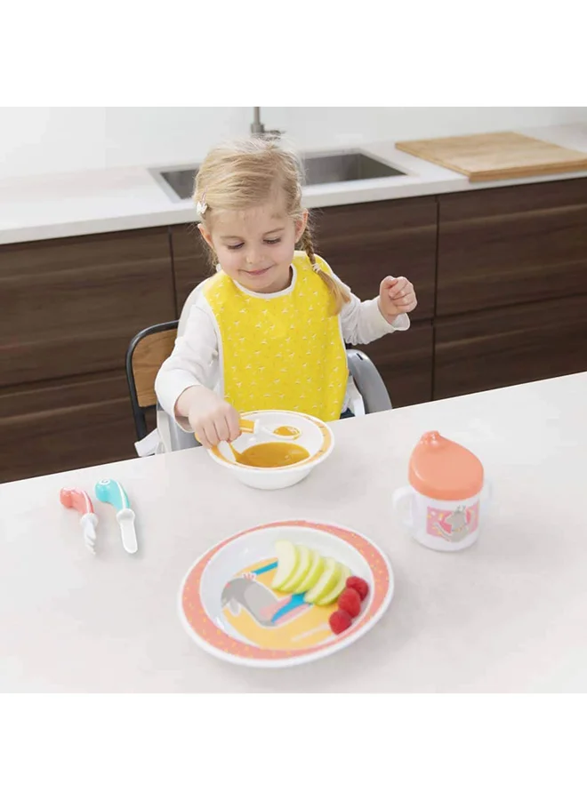 Badabulle 7-Piece Yummy Crockery Set, For Kids And Toddlers - Coral