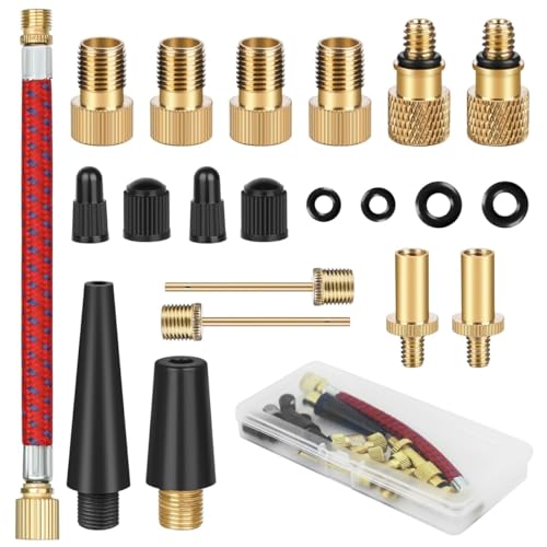 STHIRA® Bicycle Valve Adapter Kit with Box Set of 21Pcs French Valve Adapter Kit,Universal Bicycle Adapters Car,Air Pump - Image 1