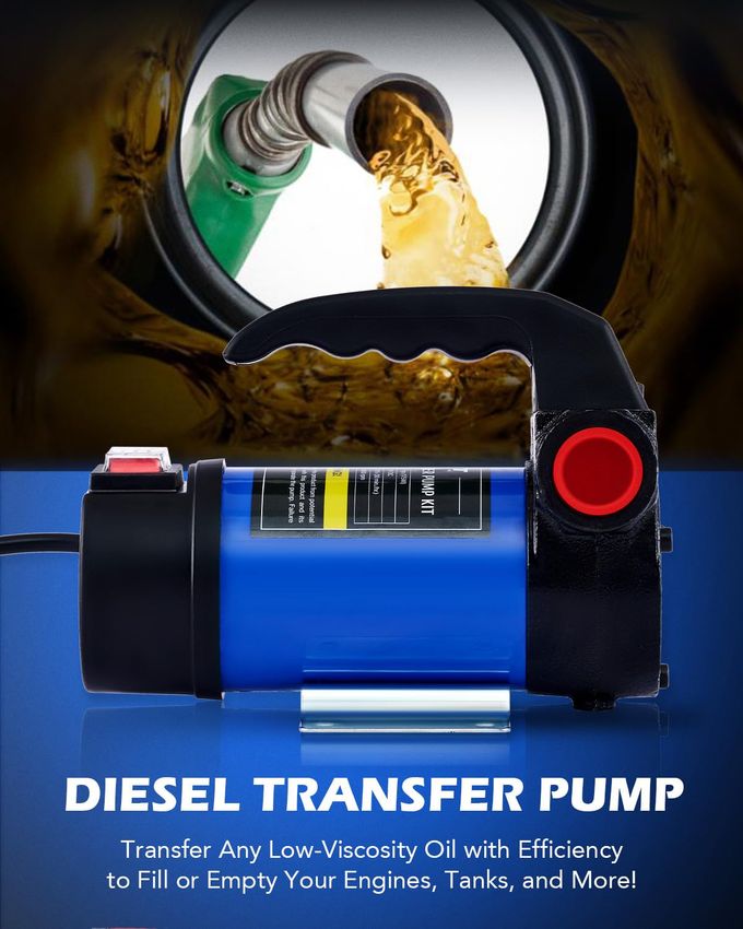 Orion Motor Tech Diesel Transfer Pump, 12 Volt Fuel Transfer Pump with Nozzle Hoses for Transferring Diesel, Kerosene, Machine, Transformer Oil, Self Priming DC Electric Fuel Pump Kit - Image 3