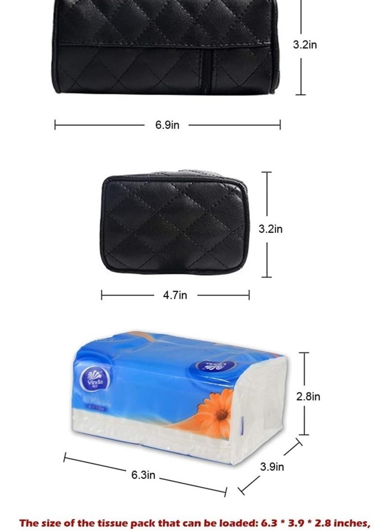 Leather Car Tissue Holder Hanger for Back Seat Headrest Multi-Purpose Paper Towel - Image 4