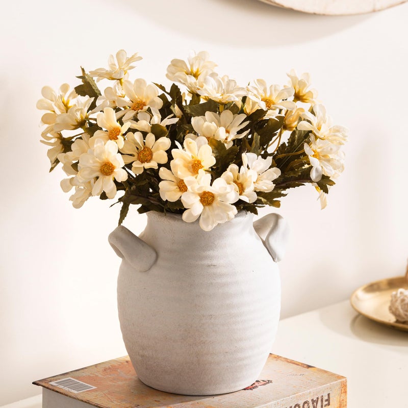 Vanselia Ceramic Flower Vase Home Decor - Farmhouse Table Vases with Handle Living Room Decoration Vintage Decorative Aesthetic for Shelf Coffee Dining Desk House Bookshelf Fireplace (6" Rustic) - Image 5