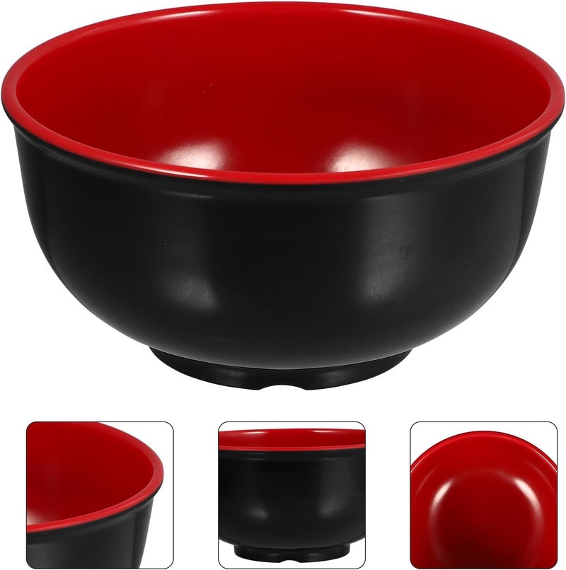 Hemoton 4Pcs Ramen Bowls 6 Inch Unbreakable Soup Bowls Microwave and Dishwasher Safe Lightweight and Versatile for Kitchen Use Black Red - Image 5