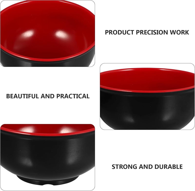 Hemoton 4Pcs Ramen Bowls 6 Inch Unbreakable Soup Bowls Microwave and Dishwasher Safe Lightweight and Versatile for Kitchen Use Black Red - Image 3