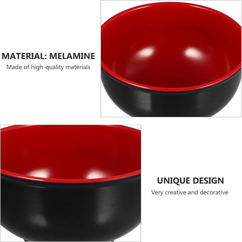 Hemoton 4Pcs Ramen Bowls 6 Inch Unbreakable Soup Bowls Microwave and Dishwasher Safe Lightweight and Versatile for Kitchen Use Black Red - Image 4