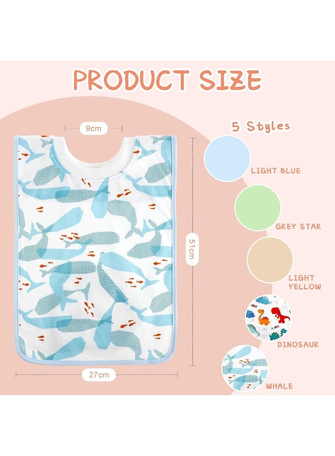 Newwiee Newwiee 5 Pcs Pullover Toddler Bibs Full Coverage Baby Bibs Soft Absorbent Cotton Towel Bibs for Toddler Drooling Feeding - Image 2