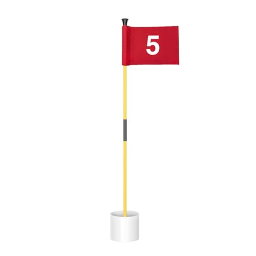 KINGTOP Miniature Golf Flagstick, Practice Putting Green Flags for Yard, Golf Pin Flag Hole Cup Set, Portable 2-Section Design, 3ft Flagpole, Red Flag Numbered #5, Indoor | Outdoor - Image 1