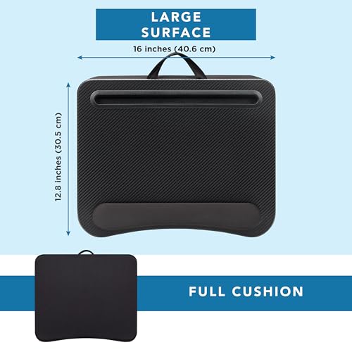 LAPGEAR Memory Foam Lap Desk with Wrist Rest and Media Slot - Medium - Black Carbon - Fits up to 15.6 Inch Laptops and Most Tablet Devices - Style No. 91338 - Image 5