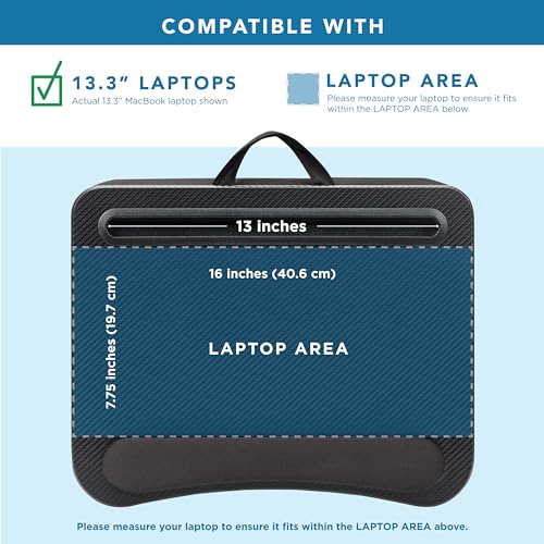 LAPGEAR Memory Foam Lap Desk with Wrist Rest and Media Slot - Medium - Black Carbon - Fits up to 15.6 Inch Laptops and Most Tablet Devices - Style No. 91338 - Image 3