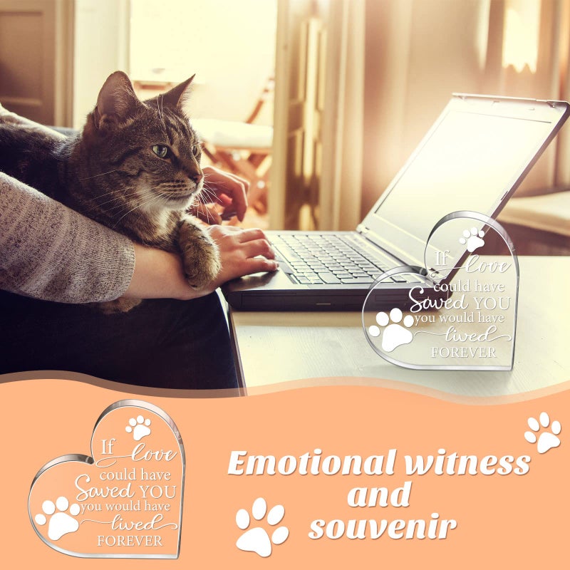 Chunful Pet Memorial Gift Sympathy for Loss Remembrance of Dog Cat Pet Keepsake Memorial Bereavement Crystal Acrylic Heart Decor Condolence Gifts for Loss of Loved One(If Love Could) - Image 5