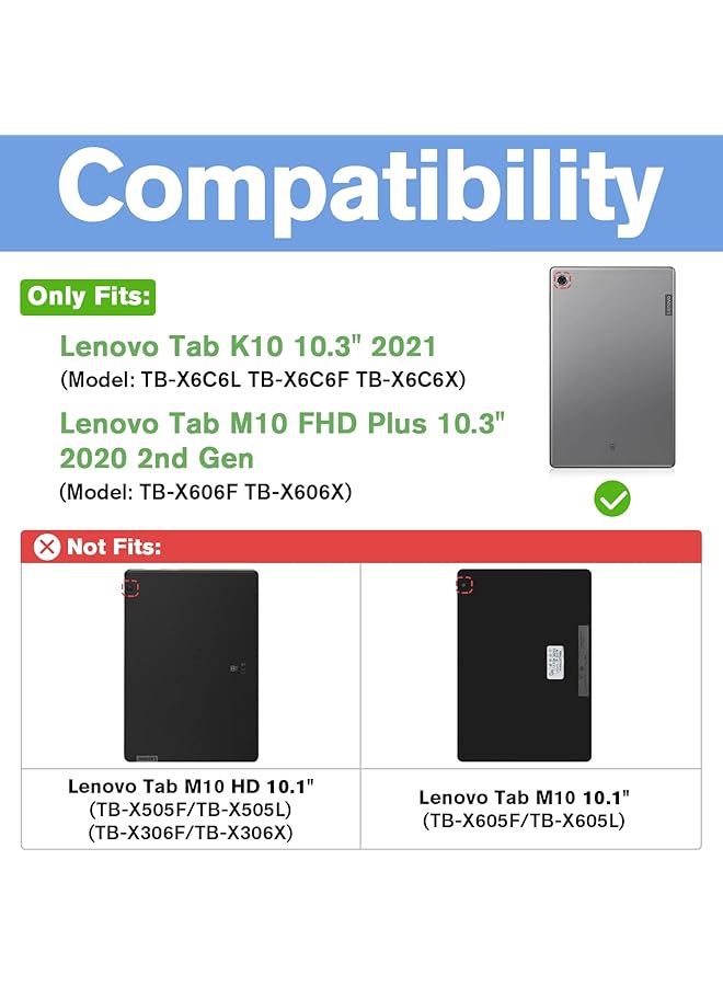 Procases For Lenovo Tab M10 Fhd Plus Case 10.3 Inch 2020 2Nd Gen Rugged Heavy Duty Shockproof Rotating Kickstand Protective Cover For Lenovo Tab M10 Plus Tb X606F Tb X606X 10.3 Inch Fhd Tablet 2020 Black - Image 2