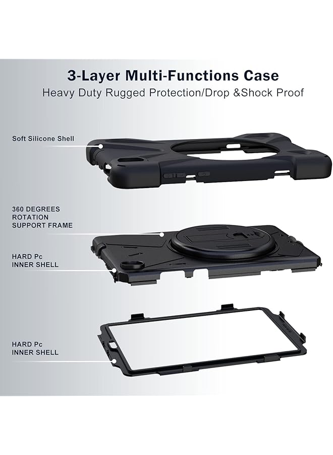 Procases For Lenovo Tab M10 Fhd Plus Case 10.3 Inch 2020 2Nd Gen Rugged Heavy Duty Shockproof Rotating Kickstand Protective Cover For Lenovo Tab M10 Plus Tb X606F Tb X606X 10.3 Inch Fhd Tablet 2020 Black - Image 5