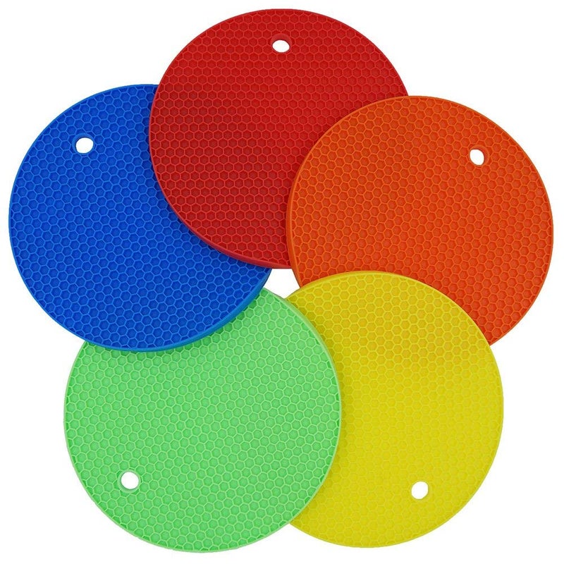 Maharsh Heat Insulation Honeycomb Design Small Round Silicone Tableware Bowl Dish Plate mat - Image 1