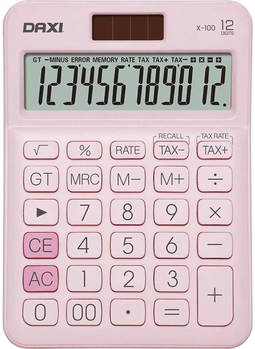 X-100 12 Digit Calculator Pastel Pink - pzsku/ZDC02585895E1E5B6568EZ/45/_/1737404123/12d4ec80-5896-4317-b991-7b187ce8de4b