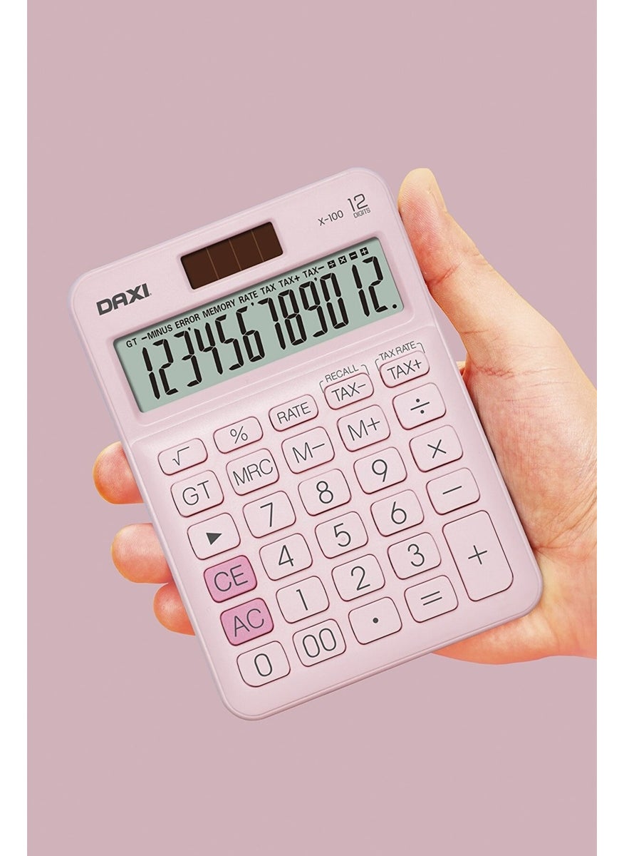 X-100 12 Digit Calculator Pastel Pink - pzsku/ZDC02585895E1E5B6568EZ/45/_/1737404126/7dbfd50e-b7f8-4e13-862c-c634f7bc494e