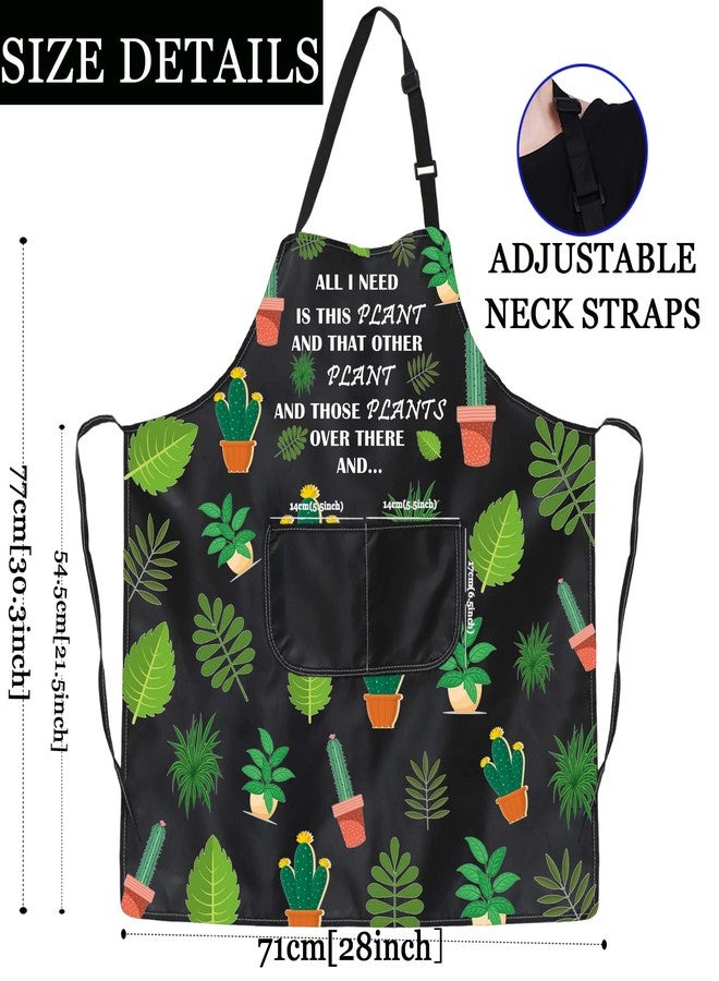 PXTIDY Plant Lover Gift Gardener Apron All Need Is This Plant Succulent Lady Gardening Apron Florist Kitchen Gift (Black) - Image 3