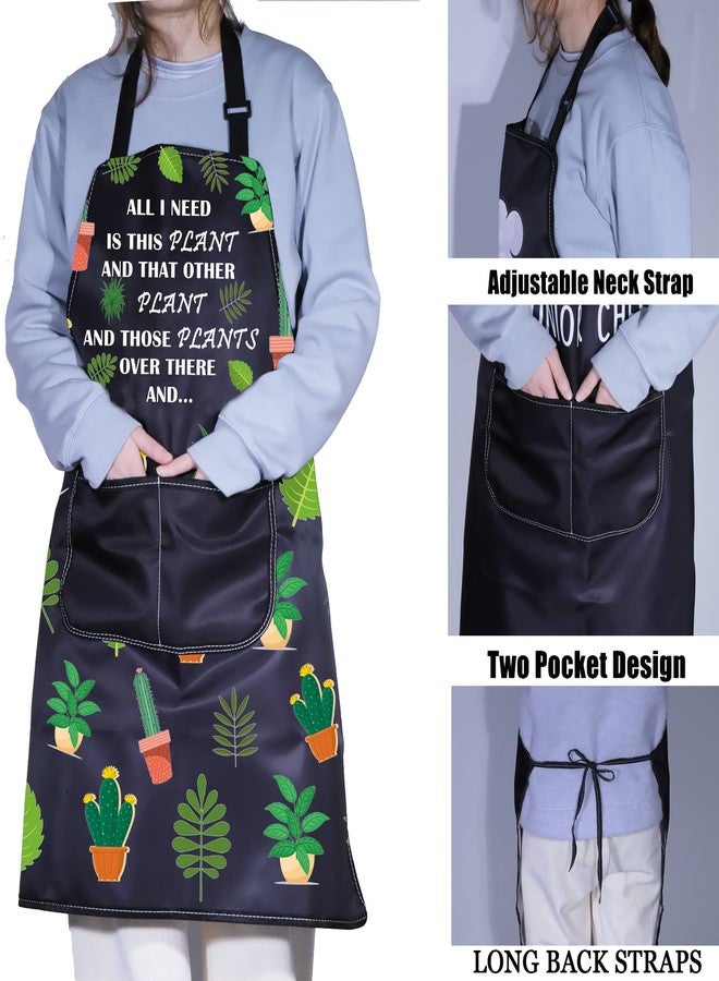 PXTIDY Plant Lover Gift Gardener Apron All Need Is This Plant Succulent Lady Gardening Apron Florist Kitchen Gift (Black) - Image 5