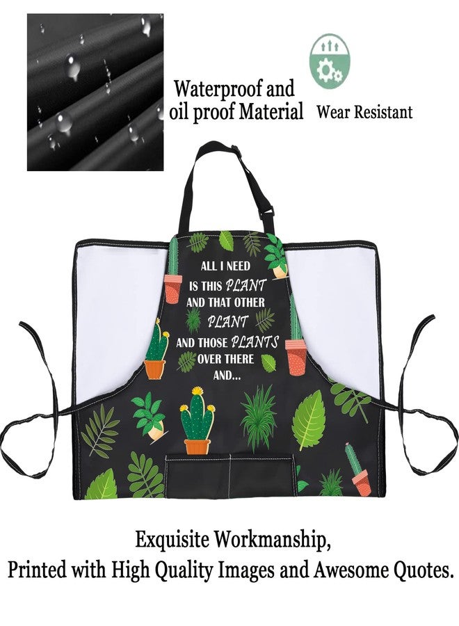 PXTIDY Plant Lover Gift Gardener Apron All Need Is This Plant Succulent Lady Gardening Apron Florist Kitchen Gift (Black) - Image 4