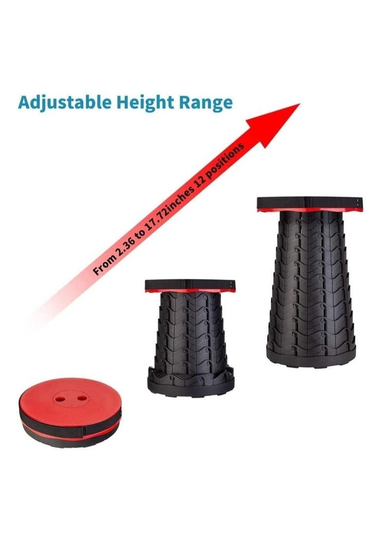 BGM Upgraded-Portable Collapsible Folding Stool, Retractable Telescoping Foldable Camping Stool for Adults for Outdoor Fishing Hiking Gardening Travel BBQ (Red)  - Image 5
