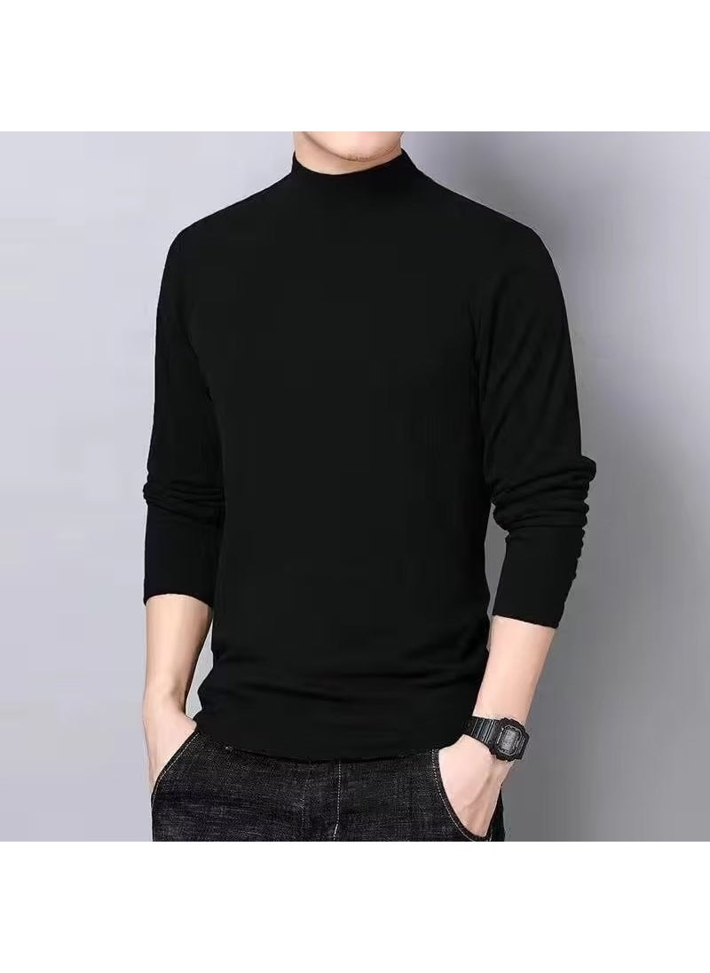 Generic - Long Sleeve Turtleneck T-Shirt Mens Casual Winter Warm Tee Black - Image 1