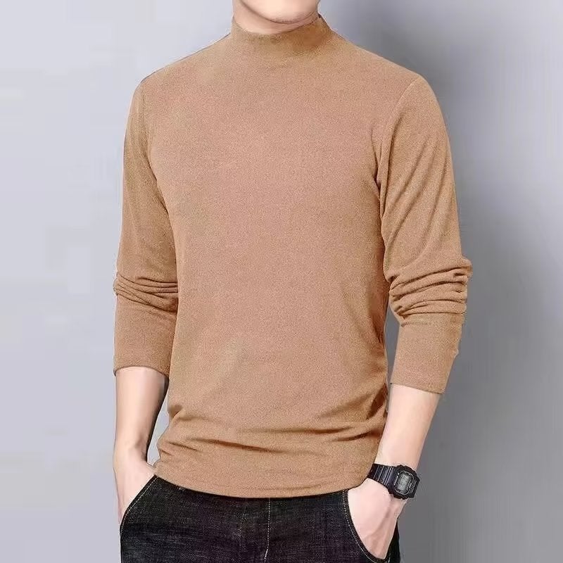 Long Sleeve Turtleneck T-Shirt Mens Casual Winter Warm Tee Black - Image 5