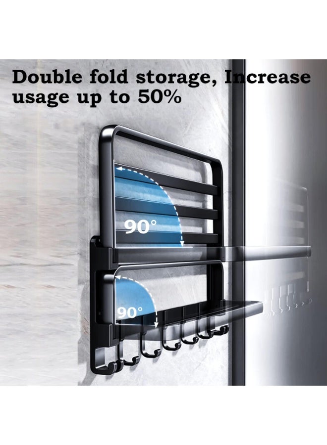 Multi-purpose Hook Rack for Home Kitchen Organization, Kitchen Utensil Rack with 5 Removable Movable Hooks, Hanging Rack for Tools, Coats, Jackets, Clothes, 80cm - Image 1