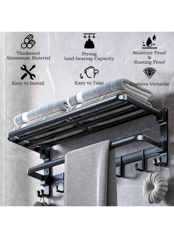 Multi-purpose Hook Rack for Home Kitchen Organization, Kitchen Utensil Rack with 5 Removable Movable Hooks, Hanging Rack for Tools, Coats, Jackets, Clothes, 80cm - Image 3