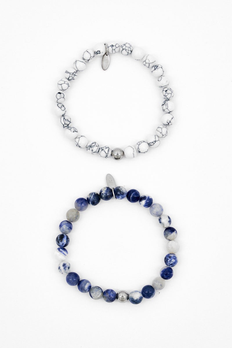 NAUTICA Men 2Pieces Tiger Eye Bead With Anchor Bracelet, Multicolor - Image 4