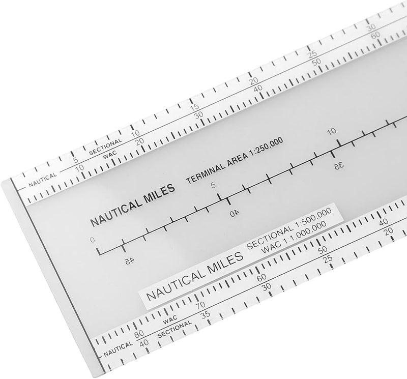 Aviation Plotter Slide Ruler With Rotating Azimuth Scale ABS Navigation Tool For VFR Charts Transparent 33 6x11 1 Cm - Image 5