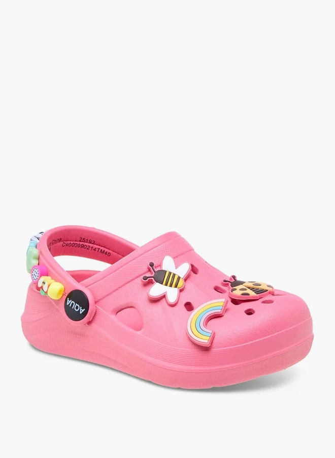 Aqua Applique Detail Clogs with Backstrap