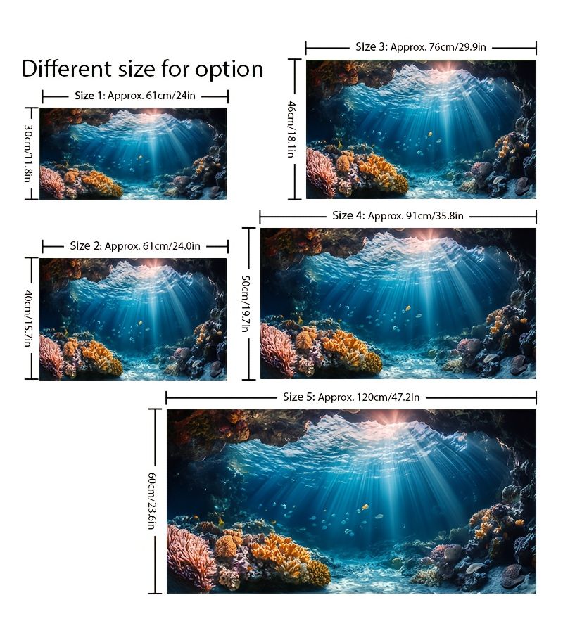 Vibrant Coral Reef Aquarium Sticker for Fish Tank 91x50cm Vinyl Marine Life Nautical Decor - Image 2