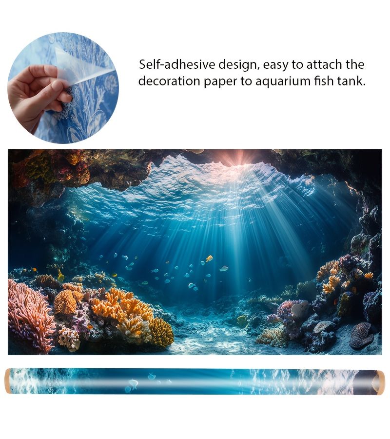 Vibrant Coral Reef Aquarium Sticker for Fish Tank 91x50cm Vinyl Marine Life Nautical Decor - Image 3