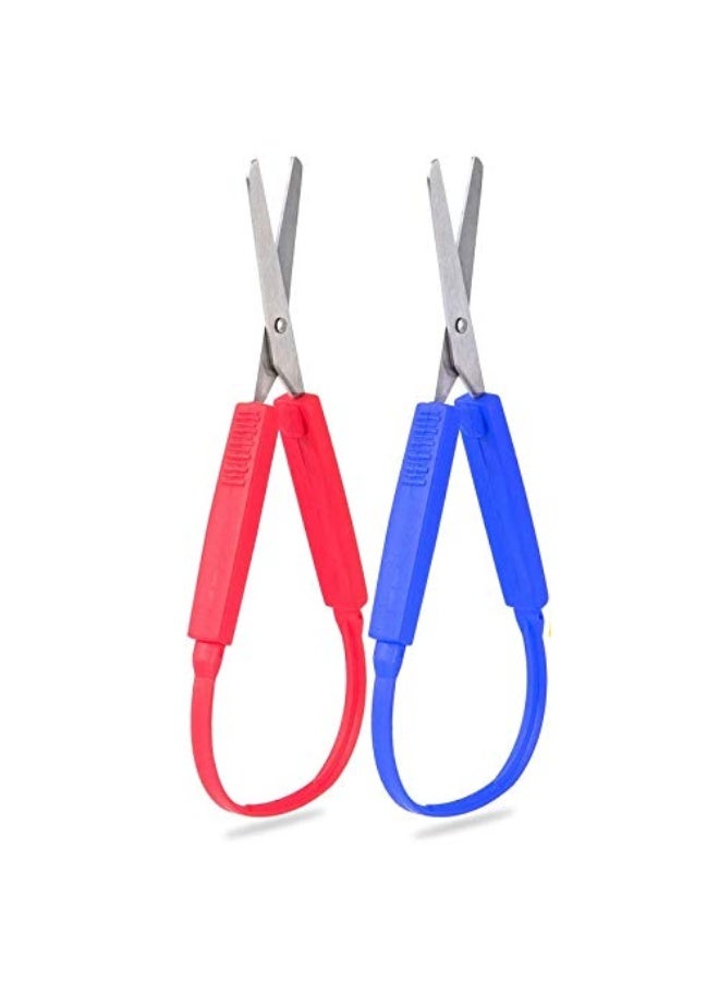 2-Pack Loop Scissors Grip Scissors Loop Handle Self-Opening Scissors Adaptive Cutting Scissors for Children and Adults Special Needs,Paper Work ,Sewing Work ,Artcraft - Image 1