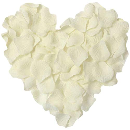 LZXD 1000 Pieces Ivory White Artificial Silk Rose Petals Flower Decoration Wedding Party Color Ivory White - Image 1