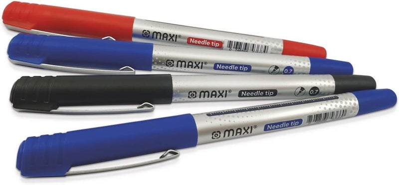 Maxi Roller Pen 0.7Mm Needle Tip Blister Of 8Pc (5 Blue + 2 Black + 1 Red) - Image 1
