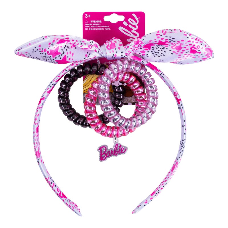 LUV HER Barbie Headbands 4pc Knotted Hairband Hair Ties Set for Girls with Soft Fabric Online Exclusive Ages 3