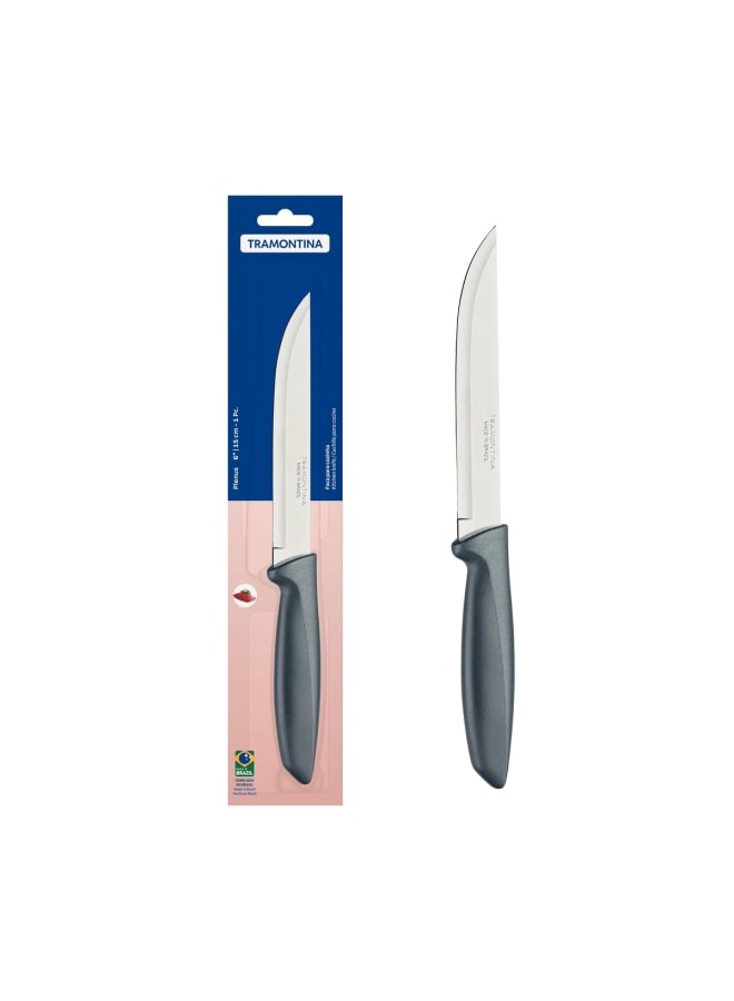 TRAMONTINA Plenus Kitchen Knife – 6-Inch Stainless Steel Blade – Gray Handle – Multipurpose Cutting Tool for Everyday Use