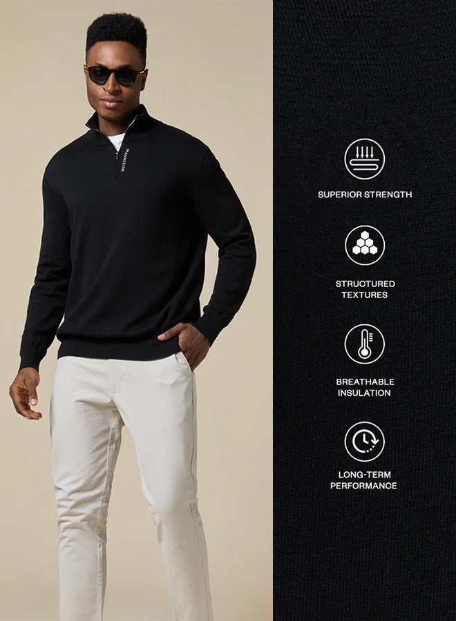 مانرزم The Charcoal Drift Cotton Jumper with Relaxed Fit - Image 3