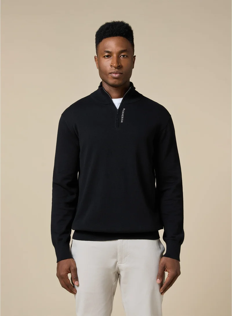 MANNERISM  The Charcoal Drift Cotton Jumper with Relaxed Fit for Men | Best Price UAE