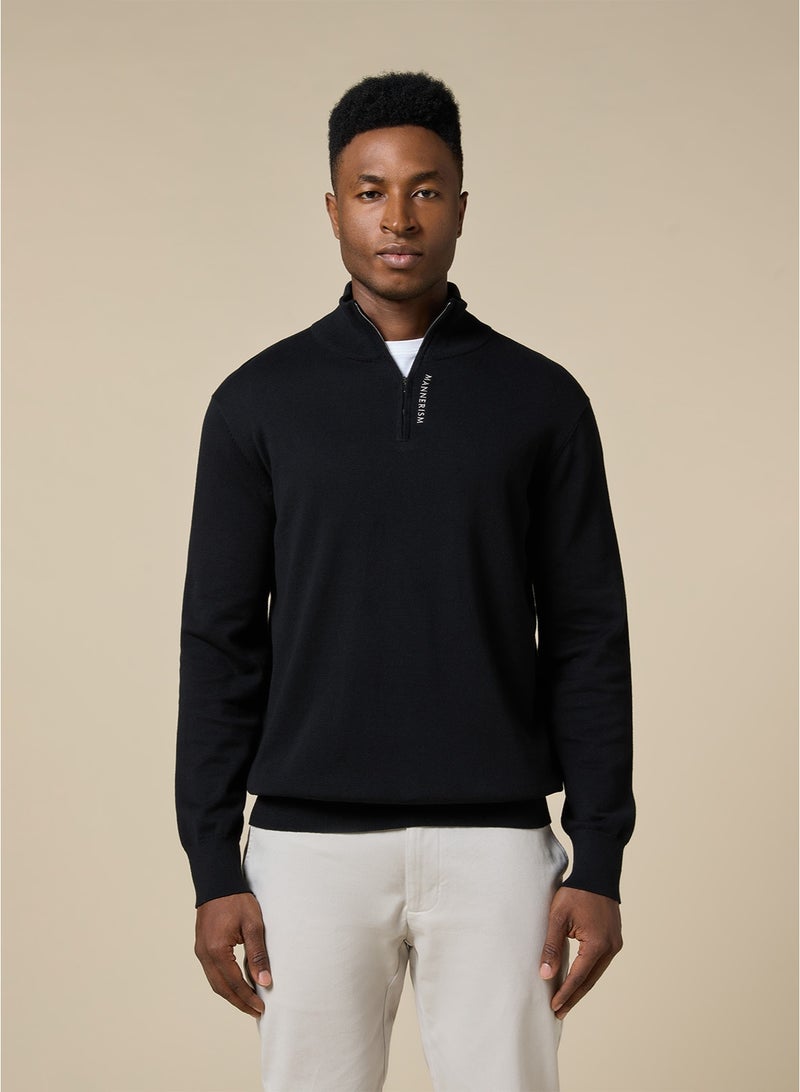 مانرزم The Charcoal Drift Cotton Jumper with Relaxed Fit - Image 4
