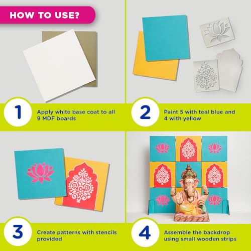 Fevicryl Festive Backdrop Kit - DIY Decor kit - (2ft x 2ft) pre-Cut MDF Board, Acrylic Colours, Stencils & a Guide | Unique Decoration Item | Perfect for Festive Gifting. - Image 3