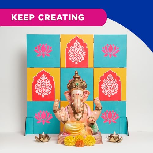 Fevicryl Festive Backdrop Kit - DIY Decor kit - (2ft x 2ft) pre-Cut MDF Board, Acrylic Colours, Stencils & a Guide | Unique Decoration Item | Perfect for Festive Gifting. - Image 5